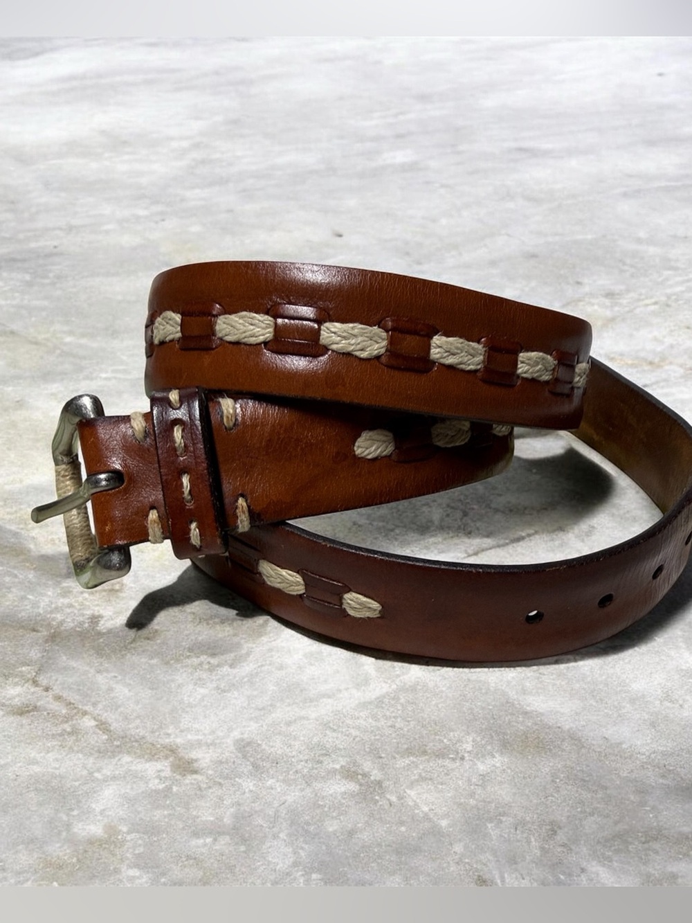 Trafalgar luxe Men's Brown Leather Braided Accent Belt sz 35
